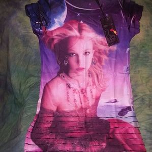 Britney Spears Rhinestone Galaxy Print Shirt